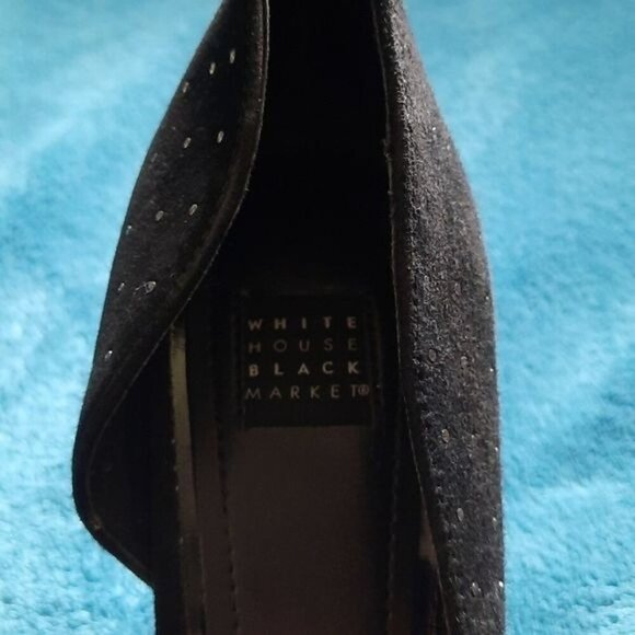 White House Black Market Black Ella Studded High Heel Open Pumps Size 7.5 - Picture 5 of 11